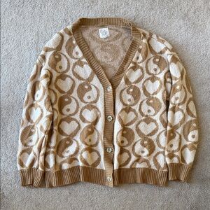 Chaser Vibes Cardigan with Ying Yang and Hearts Medium